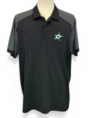 Antigua Dallas Stars NHL Men's Black Polo Stripe Short Sleeve Shirt Size 2XL